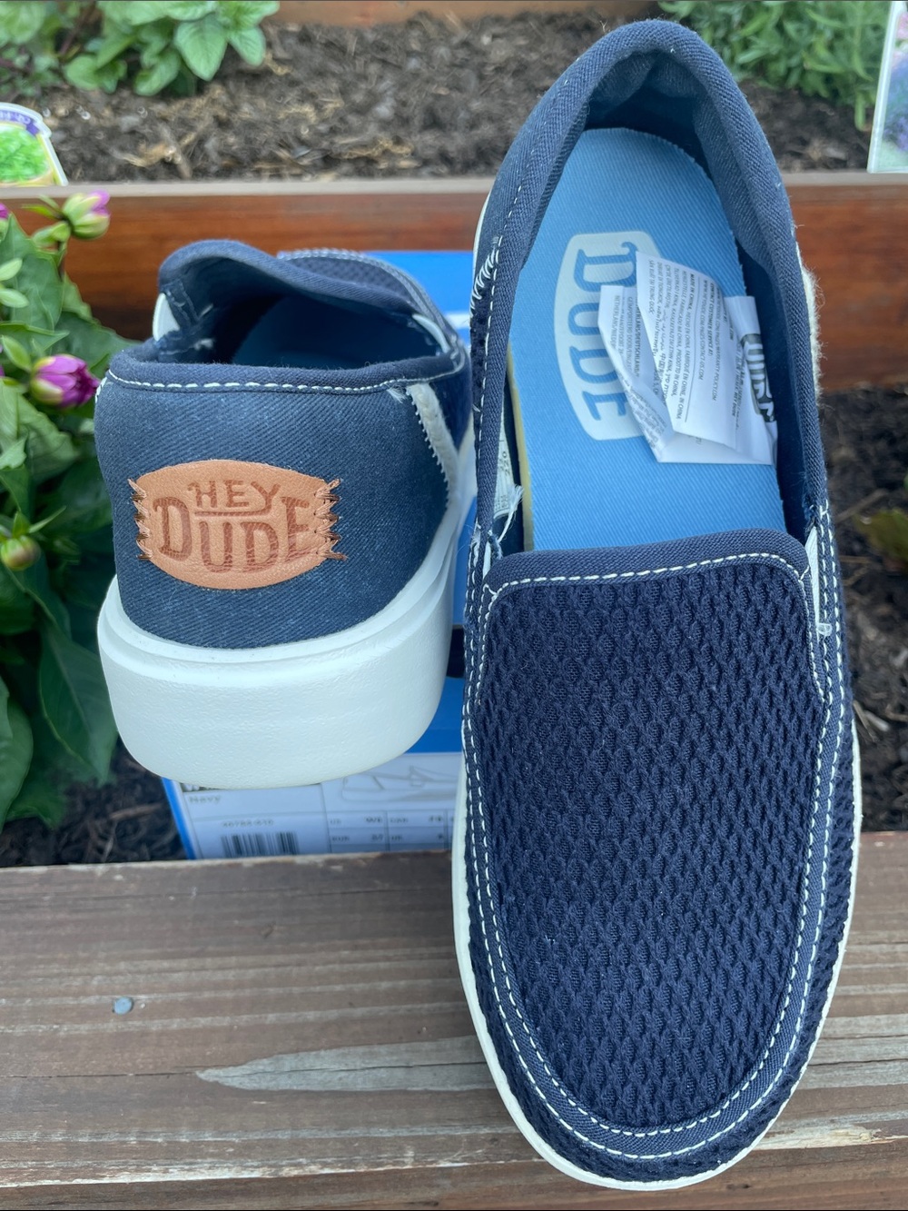 Hey Dude Navy Mesh Slip-On Sunapee Sneakers with White Platform